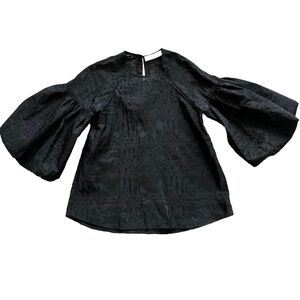 HUNTER BELL NEW YORK BLACK ORGANZA STYLE SEMI SHEER TOP SIZE XS MODERN CHIC
